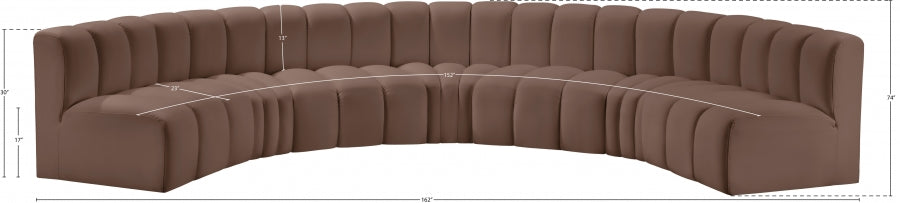 Arc Faux Leather Fabric 7pc. Sectional Brown - 101Brown-S7B - Vega Furniture