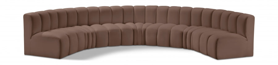 Arc Faux Leather Fabric 7pc. Sectional Brown - 101Brown-S7B - Vega Furniture