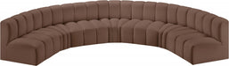 Arc Faux Leather Fabric 7pc. Sectional Brown - 101Brown-S7B - Vega Furniture