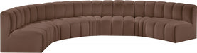 Arc Faux Leather Fabric 7pc. Sectional Brown - 101Brown-S7B - Vega Furniture