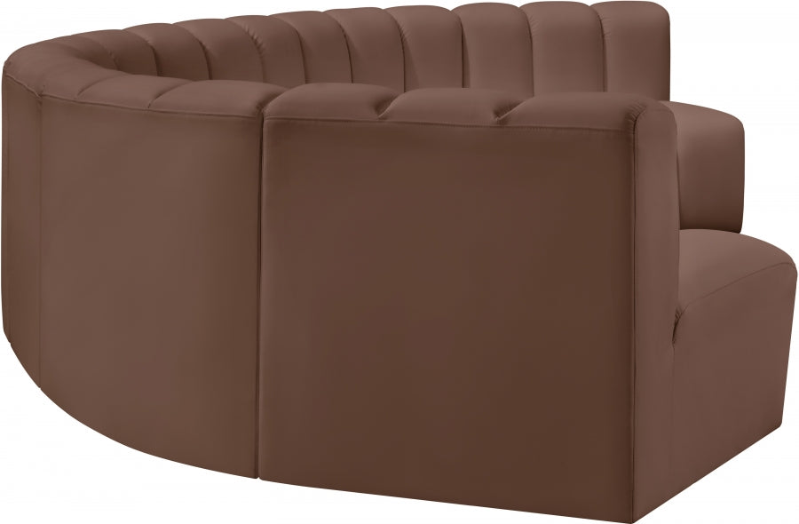 Arc Faux Leather Fabric 7pc. Sectional Brown - 101Brown-S7B - Vega Furniture