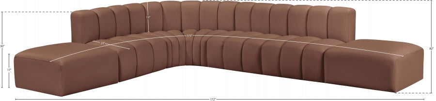 Arc Faux Leather Fabric 7pc. Sectional Cognac - 101Cognac-S7A - Vega Furniture