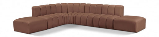 Arc Faux Leather Fabric 7pc. Sectional Cognac - 101Cognac-S7A - Vega Furniture