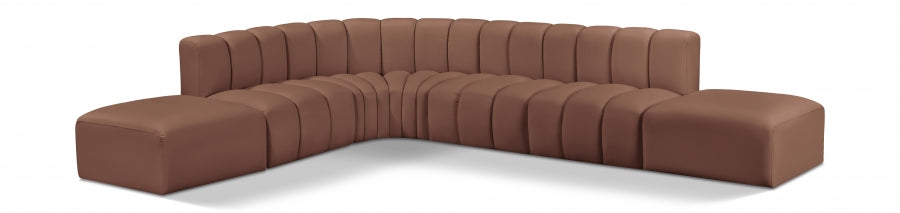 Arc Faux Leather Fabric 7pc. Sectional Cognac - 101Cognac-S7A - Vega Furniture