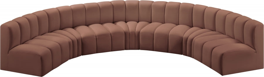 Arc Faux Leather Fabric 7pc. Sectional Cognac - 101Cognac-S7B - Vega Furniture