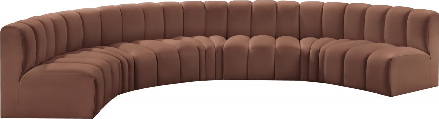 Arc Faux Leather Fabric 7pc. Sectional Cognac - 101Cognac-S7B - Vega Furniture