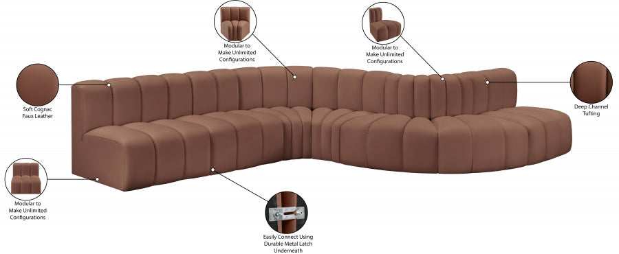 Arc Faux Leather Fabric 7pc. Sectional Cognac - 101Cognac-S7C - Vega Furniture