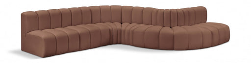 Arc Faux Leather Fabric 7pc. Sectional Cognac - 101Cognac-S7C - Vega Furniture