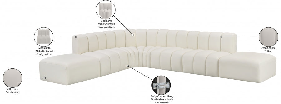 Arc Faux Leather Fabric 7pc. Sectional Cream - 101Cream-S7A - Vega Furniture