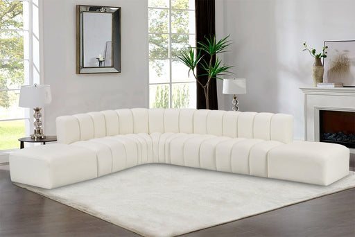 Arc Faux Leather Fabric 7pc. Sectional Cream - 101Cream-S7A - Vega Furniture