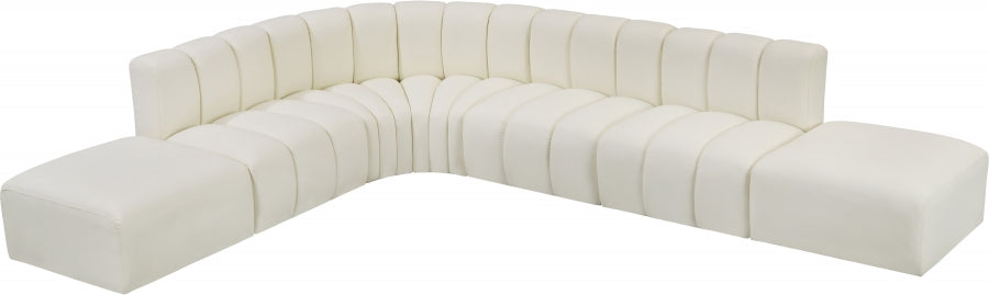 Arc Faux Leather Fabric 7pc. Sectional Cream - 101Cream-S7A - Vega Furniture