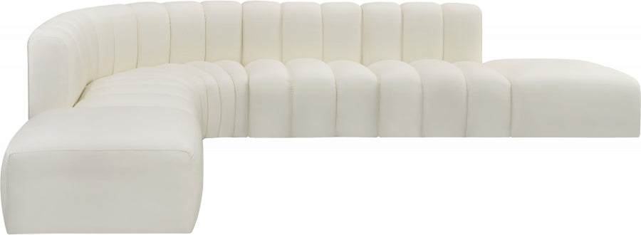 Arc Faux Leather Fabric 7pc. Sectional Cream - 101Cream-S7A - Vega Furniture