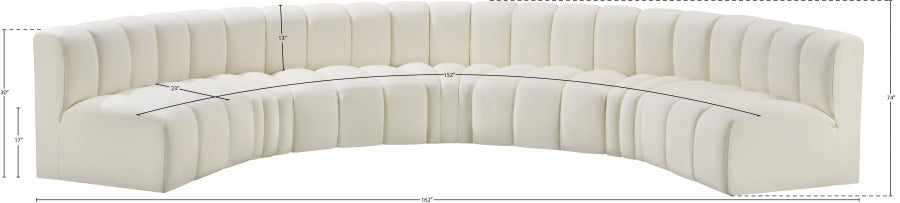 Arc Faux Leather Fabric 7pc. Sectional Cream - 101Cream-S7B - Vega Furniture