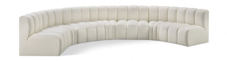 Arc Faux Leather Fabric 7pc. Sectional Cream - 101Cream-S7B - Vega Furniture