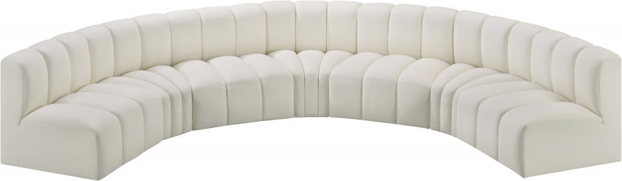 Arc Faux Leather Fabric 7pc. Sectional Cream - 101Cream-S7B - Vega Furniture