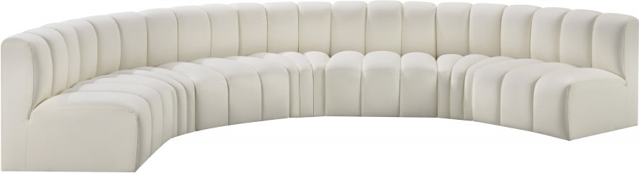 Arc Faux Leather Fabric 7pc. Sectional Cream - 101Cream-S7B - Vega Furniture