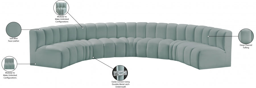 Arc Faux Leather Fabric 7pc. Sectional Mint - 101Mint-S7B - Vega Furniture