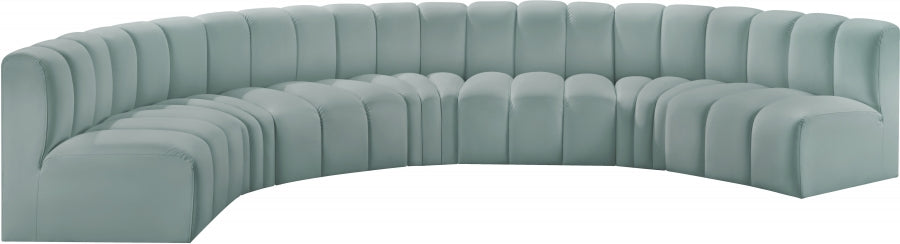 Arc Faux Leather Fabric 7pc. Sectional Mint - 101Mint-S7B - Vega Furniture
