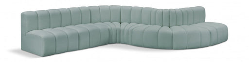 Arc Faux Leather Fabric 7pc. Sectional Mint - 101Mint-S7C - Vega Furniture