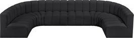 Arc Faux Leather Fabric 8pc. Sectional Black - 101Black-S8A - Vega Furniture