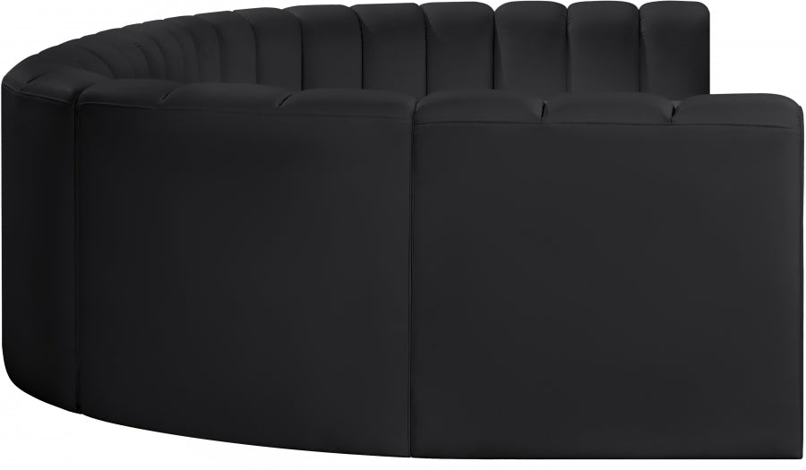 Arc Faux Leather Fabric 8pc. Sectional Black - 101Black-S8A - Vega Furniture