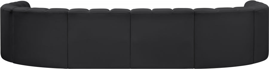 Arc Faux Leather Fabric 8pc. Sectional Black - 101Black-S8A - Vega Furniture