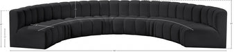 Arc Faux Leather Fabric 8pc. Sectional Black - 101Black-S8B - Vega Furniture