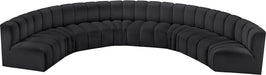 Arc Faux Leather Fabric 8pc. Sectional Black - 101Black-S8B - Vega Furniture