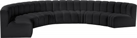 Arc Faux Leather Fabric 8pc. Sectional Black - 101Black-S8B - Vega Furniture