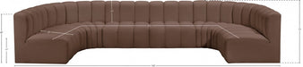 Arc Faux Leather Fabric 8pc. Sectional Brown - 101Brown-S8A - Vega Furniture