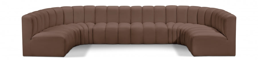 Arc Faux Leather Fabric 8pc. Sectional Brown - 101Brown-S8A - Vega Furniture