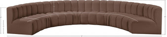 Arc Faux Leather Fabric 8pc. Sectional Brown - 101Brown-S8B - Vega Furniture