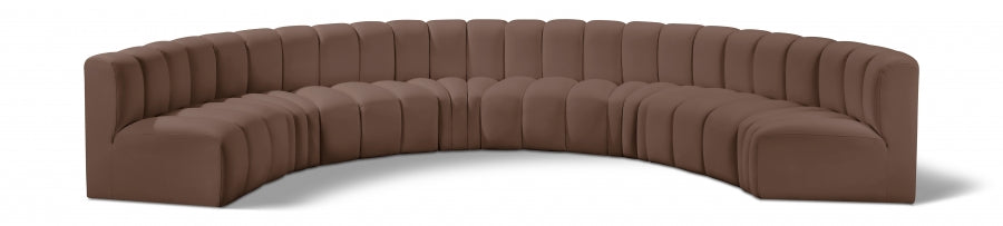 Arc Faux Leather Fabric 8pc. Sectional Brown - 101Brown-S8B - Vega Furniture