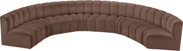 Arc Faux Leather Fabric 8pc. Sectional Brown - 101Brown-S8B - Vega Furniture