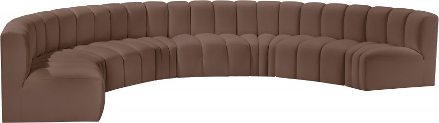 Arc Faux Leather Fabric 8pc. Sectional Brown - 101Brown-S8B - Vega Furniture