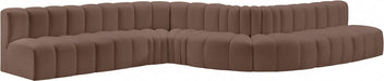 Arc Faux Leather Fabric 8pc. Sectional Brown - 101Brown-S8C - Vega Furniture