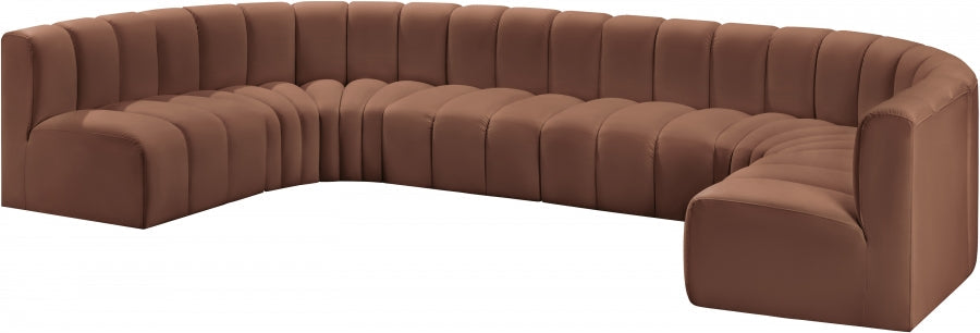 Arc Faux Leather Fabric 8pc. Sectional Cognac - 101Cognac-S8A - Vega Furniture