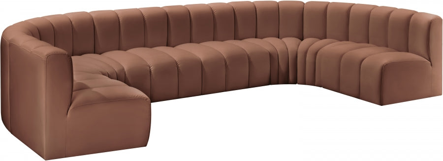 Arc Faux Leather Fabric 8pc. Sectional Cognac - 101Cognac-S8A - Vega Furniture