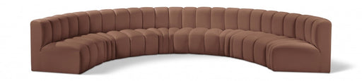 Arc Faux Leather Fabric 8pc. Sectional Cognac - 101Cognac-S8B - Vega Furniture