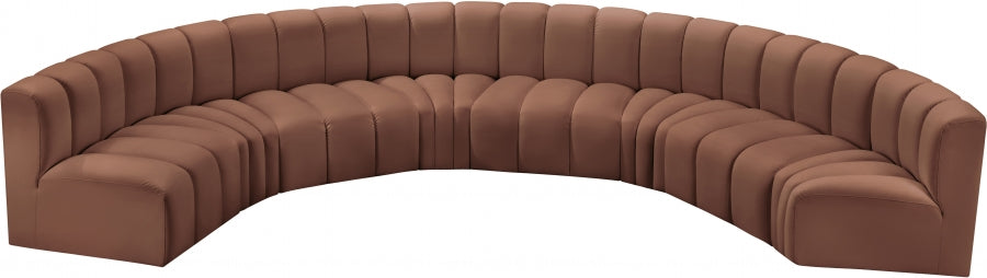 Arc Faux Leather Fabric 8pc. Sectional Cognac - 101Cognac-S8B - Vega Furniture