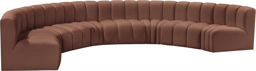 Arc Faux Leather Fabric 8pc. Sectional Cognac - 101Cognac-S8B - Vega Furniture