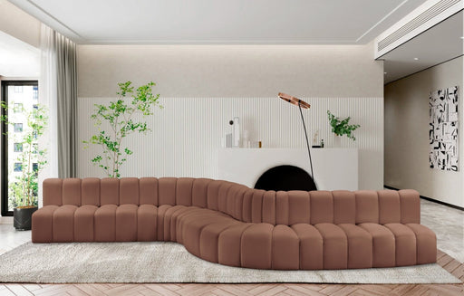 Arc Faux Leather Fabric 8pc. Sectional Cognac - 101Cognac-S8C - Vega Furniture
