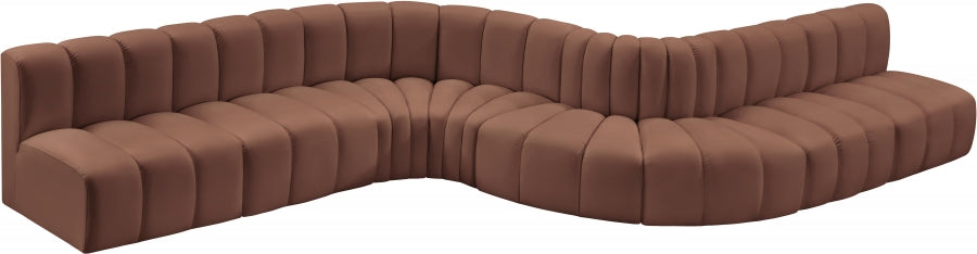 Arc Faux Leather Fabric 8pc. Sectional Cognac - 101Cognac-S8C - Vega Furniture