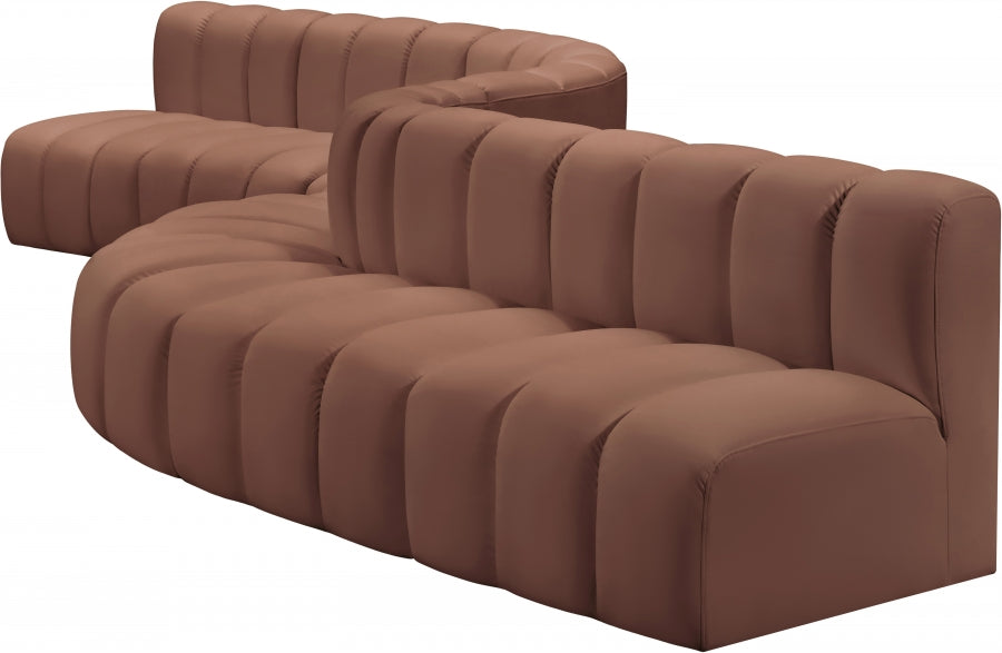 Arc Faux Leather Fabric 8pc. Sectional Cognac - 101Cognac-S8C - Vega Furniture