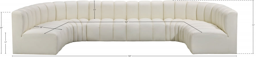 Arc Faux Leather Fabric 8pc. Sectional Cream - 101Cream-S8A - Vega Furniture