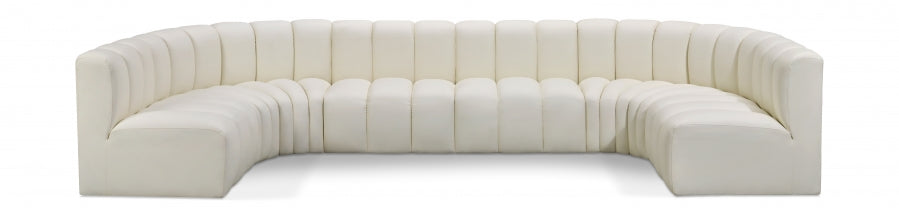 Arc Faux Leather Fabric 8pc. Sectional Cream - 101Cream-S8A - Vega Furniture