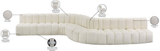 Arc Faux Leather Fabric 8pc. Sectional Cream - 101Cream-S8C - Vega Furniture