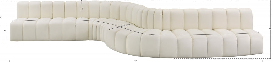 Arc Faux Leather Fabric 8pc. Sectional Cream - 101Cream-S8C - Vega Furniture