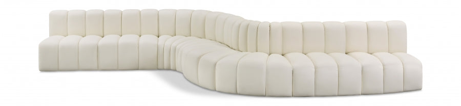 Arc Faux Leather Fabric 8pc. Sectional Cream - 101Cream-S8C - Vega Furniture