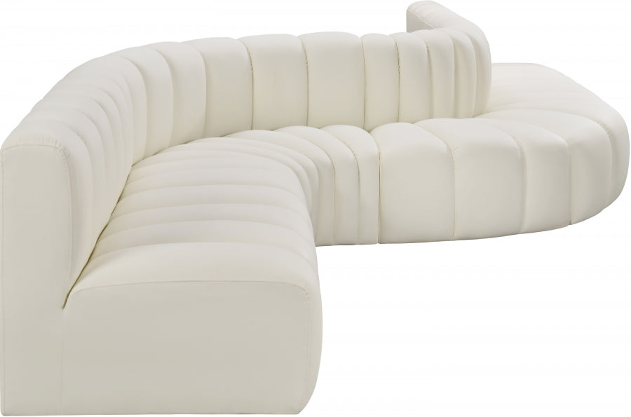 Arc Faux Leather Fabric 8pc. Sectional Cream - 101Cream-S8C - Vega Furniture